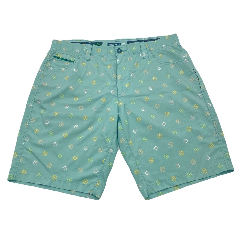William Murray Golf Shorts Men's 34 x 10 Performance Floral AOP Logo Spellout